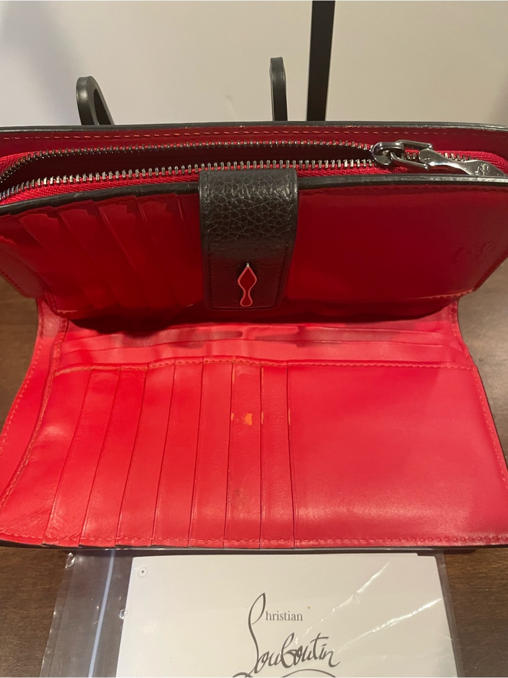 Christian Louboutin Paloma Black & Red Leather Wallet with Red Accent - Picture 10 of 11